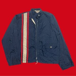 Vintage 70’s Racing Striped Navy Windbreaker